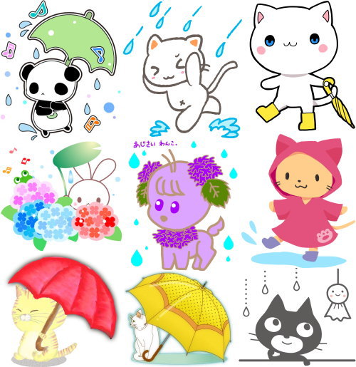 梅雨 イラスト 無料素材 白黒や壁紙 ぬり絵 フレーム枠や背景画像