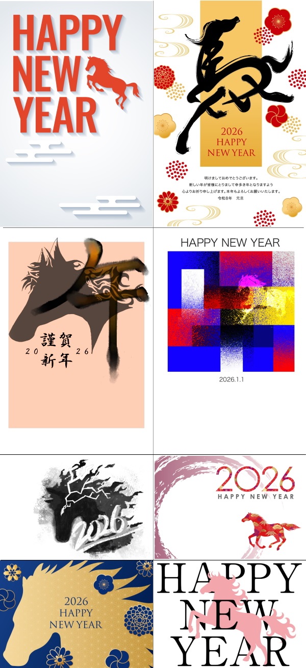 年賀状　午年　かっこいいイラスト　サンプル